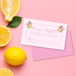 Pink Lemons Baby Shower Diaper Raffle Enclosure Card