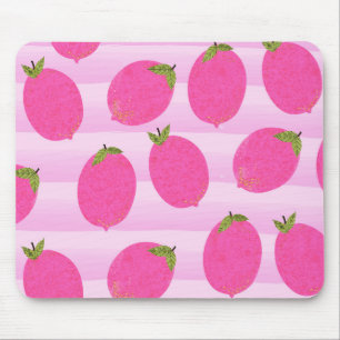 Pink Lemons Lemonade Summer Fruit Watercolor Mouse Mat