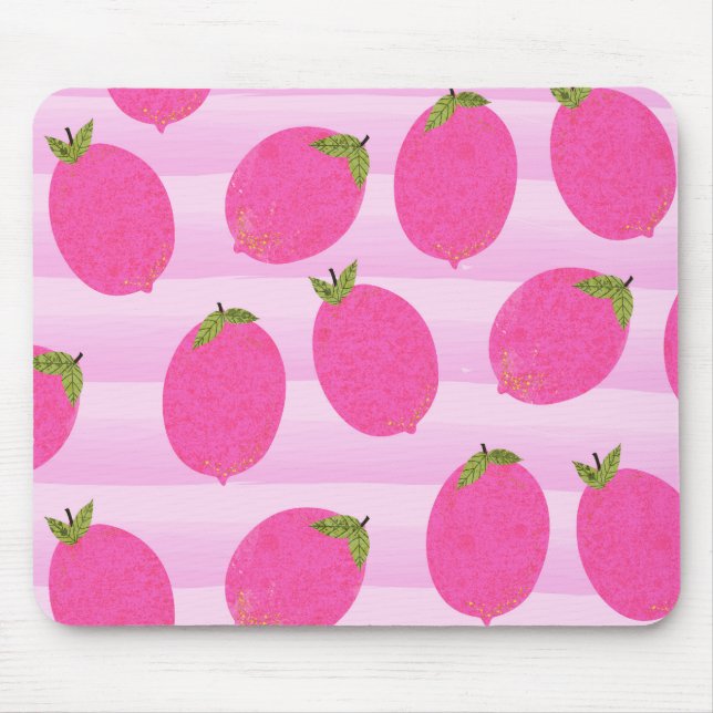 Pink Lemons Lemonade Summer Fruit Watercolor Mouse Mat (Front)
