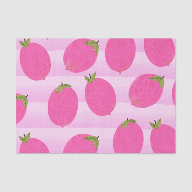 Pink Lemons Lemonade Summer Fruit Watercolor Party Tissue Paper (Front)