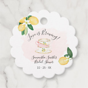 Pink Lemons Love is Brewing Tea Bridal Shower Favour Tags