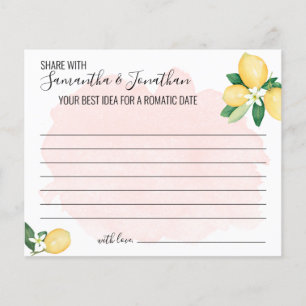 Pink Lemons Share a Date Idea Shower Game Card
