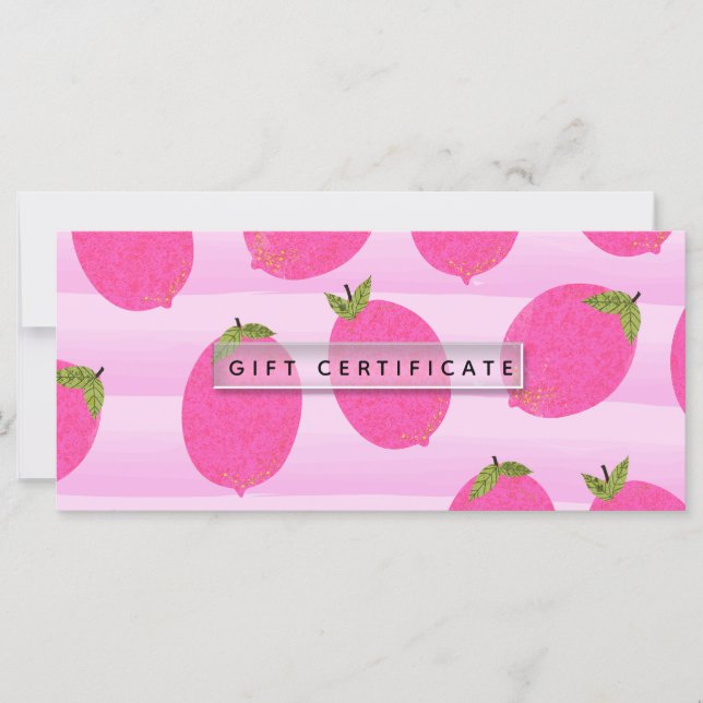 Pink Lemons Summer Fruit Bright Gift Certificate (Front)