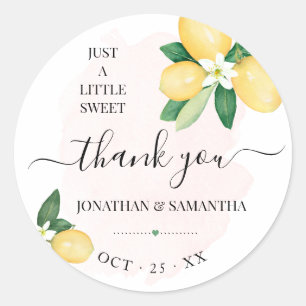Pink Lemons Wedding Bridal Shower Thank You Classi Classic Round Sticker