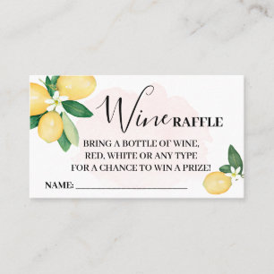 Pink Lemons Wine Raffle Ticket Card Bridal Shower