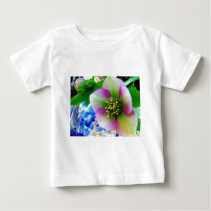 Pink Lenten Rose blue glass ball Baby T-Shirt