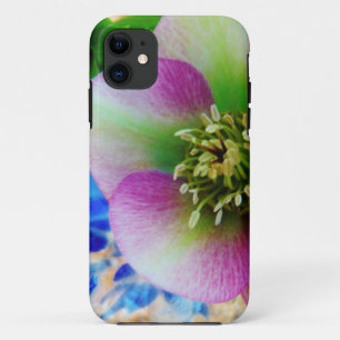 Pink Lenten Rose blue glass ball iPhone 11 Case