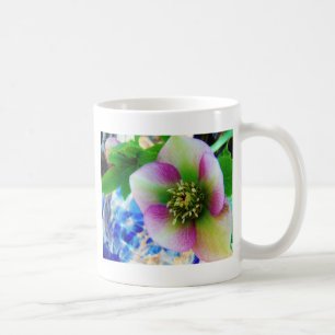 Pink Lenten Rose blue glass ball Coffee Mug