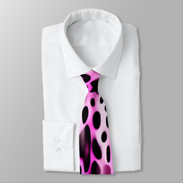Pink Leopard 3D Vertical Isometric Pattern Tie (Tied)