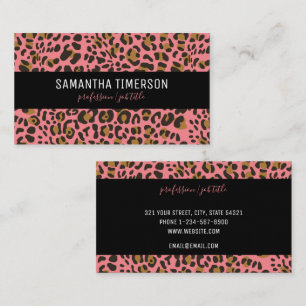 Pink Leopard Animal Print Modern Professional Business Card