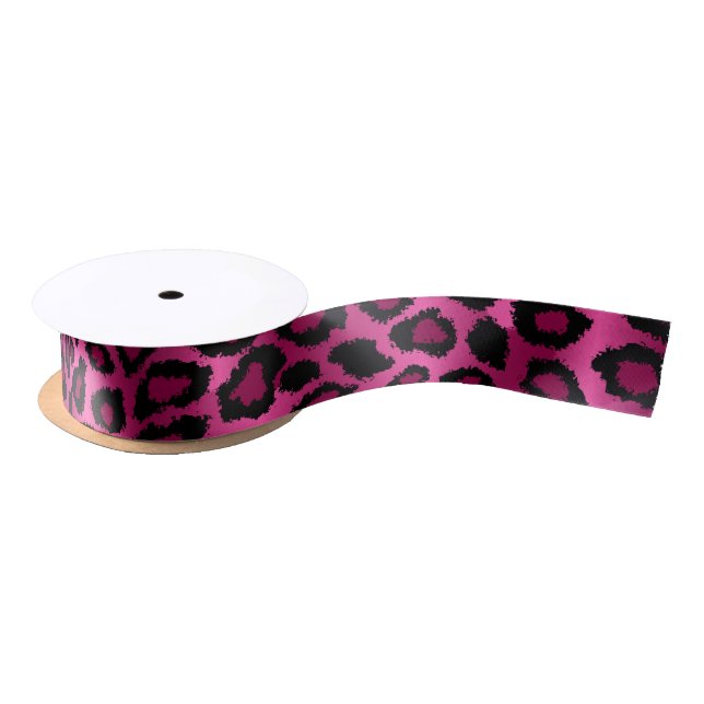 Pink Leopard Animal Print Satin Ribbon (Spool)