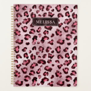 Pink Leopard Animal Print With Faux Foil And Name Planner