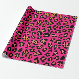 Pink Leopard Animal Print Wrapping Paper