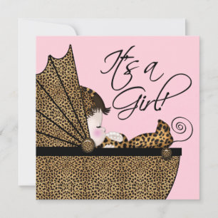 Pink Leopard Baby Girl Shower Invitation