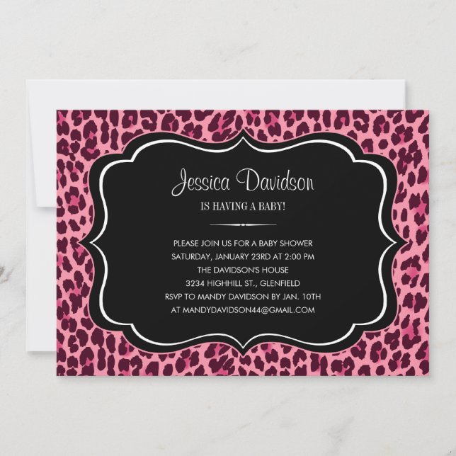 Pink Leopard Baby Shower Invitation (Front)
