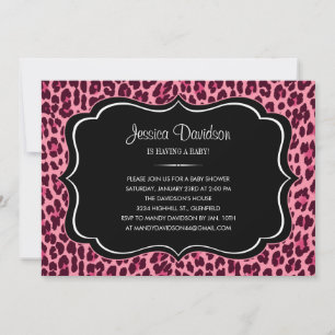 Pink Leopard Baby Shower Invitation