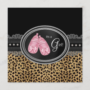 Pink Leopard Baby Shower Invitation