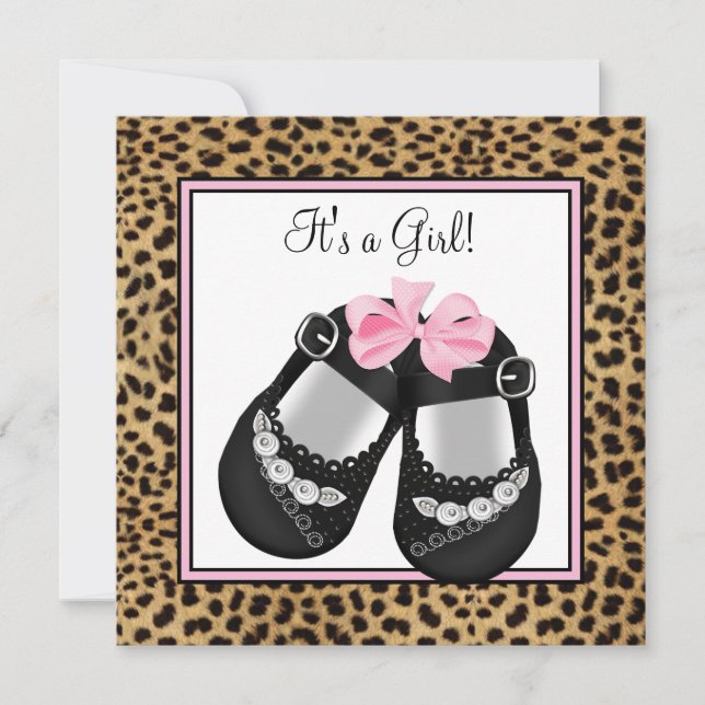 Pink Leopard Baby Shower Invitation (Front)