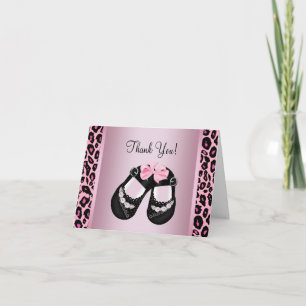 Pink Leopard Baby Shower Thank You Card