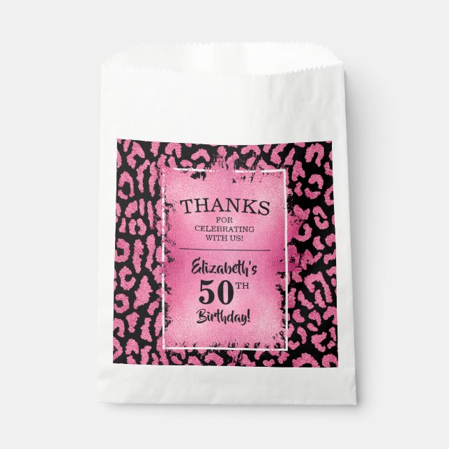 Pink Leopard Birthday Party Favour Bags (Front)