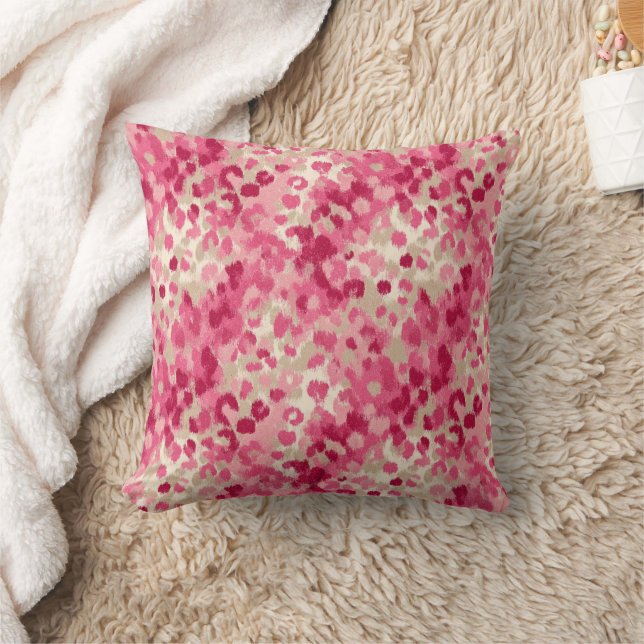 Pink Leopard Brush Stroke Seamless Pattern Cushion (Blanket)