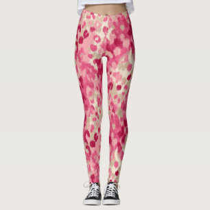 Pink Leopard Brush Stroke Seamless Pattern Leggings