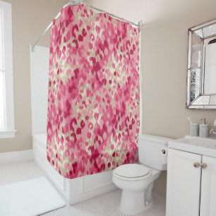 Pink Leopard Brush Stroke Seamless Pattern Shower Curtain