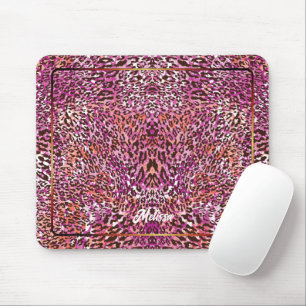 Pink Leopard Camo Style Customised Name Mouse Mat