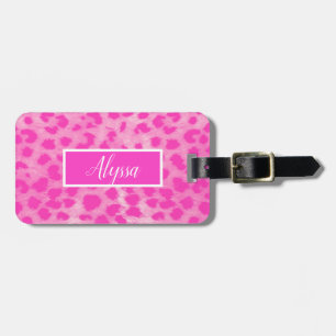 Pink Leopard Cheetah Animal Print Personalised Luggage Tag