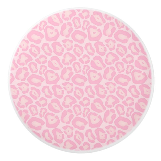 Pink Leopard Cheetah Animal Print Safari Ceramic Knob (Front)