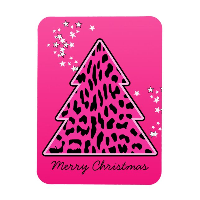 Pink Leopard Cheetah Christmas Tree Magnet (Vertical)
