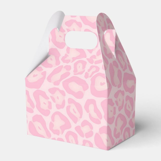 Pink Leopard Cheetah Print Safari Favour Favour Box (Front Side)