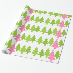 Pink Leopard Christmas Tree Wrapping Paper