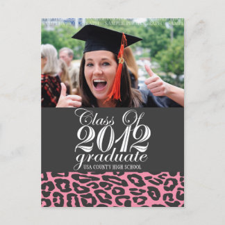 Pink Leopard Class of 2012 Graduation Postcard