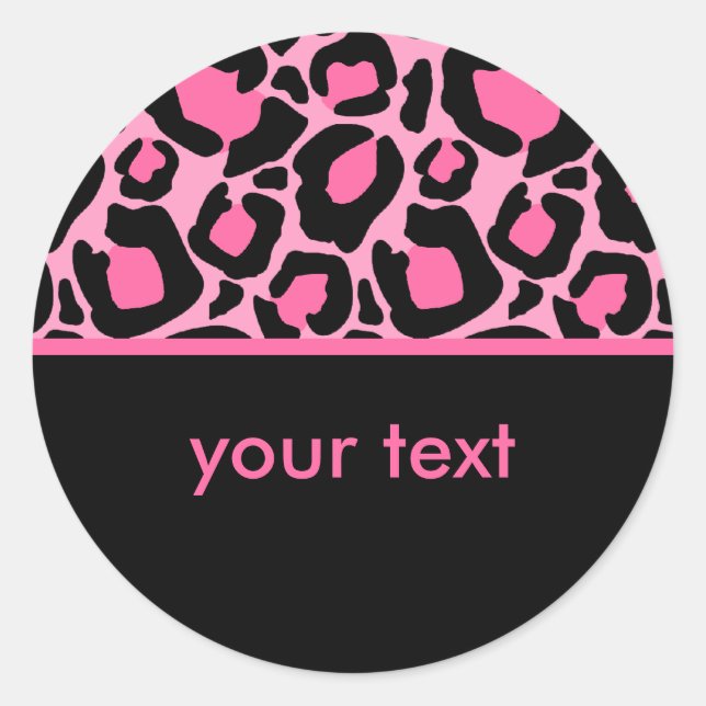 Pink Leopard Classic Round Sticker (Front)