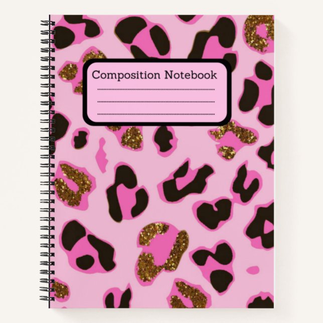 Pink Leopard Composition Notebook  (Front)