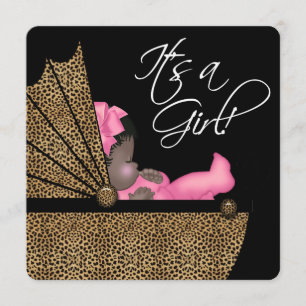 Pink Leopard Ethnic Baby Girl Shower Invitation