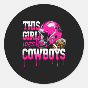 Pink leopard football helmet this girl loves her classic round sticker