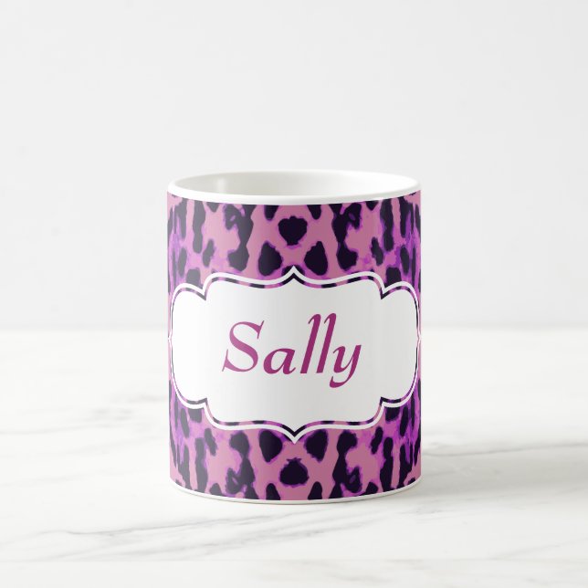 Pink Leopard Fur Spots Pattern Custom Coffee Mug (Center)