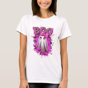 Pink Leopard Ghost BOO Halloween Shirt