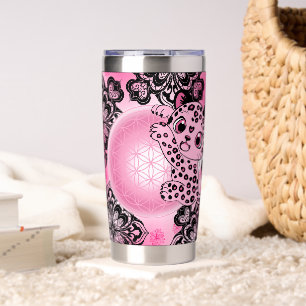 Pink Leopard Harmony flower of life Insulated Tumbler