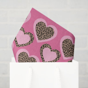 Pink Leopard Hearts Party Tissue Paper