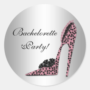 Pink Leopard High Heel Shoe Party Sticker