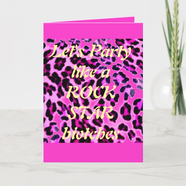 pink leopard, Let's Party like a ROCK STAR biot... Invitation (Front)