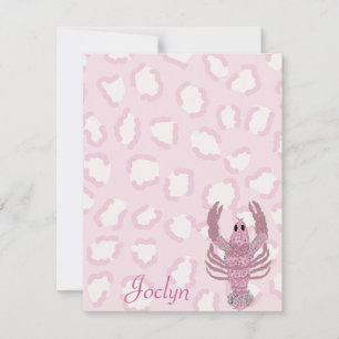 Pink Leopard Lobster Roses  Card
