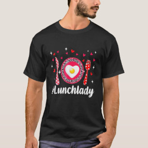 Pink Leopard Loved Lunch Lady Hearts Valentine's D T-Shirt