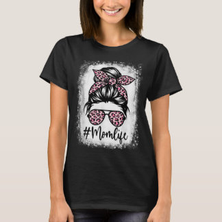 Pink Leopard Mum Life Bleached Mother's Day T-Shirt