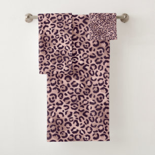 Pink Leopard Pattern Bath Towel Set
