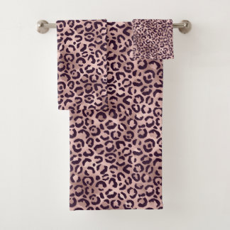 Pink Leopard Pattern Bath Towel Set