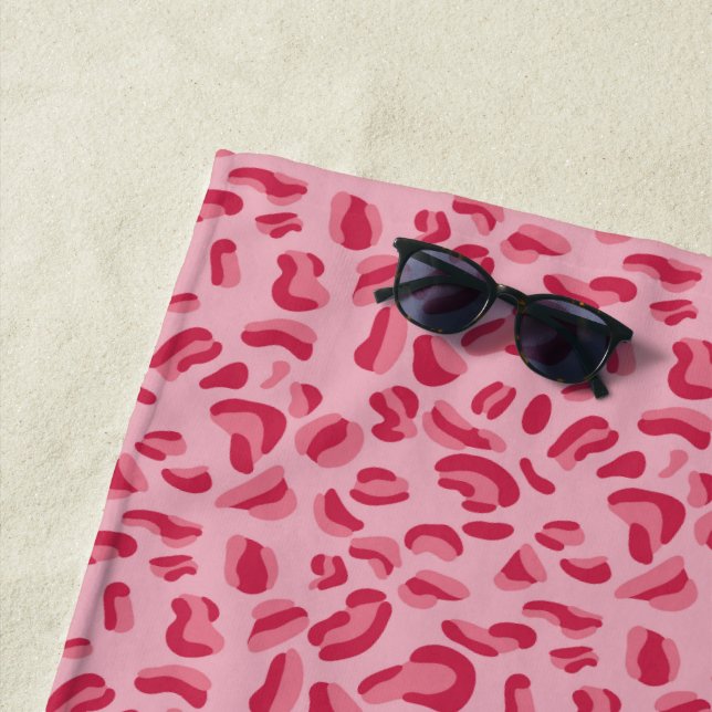 Pink Leopard Pattern Beach Towel (In Situ)